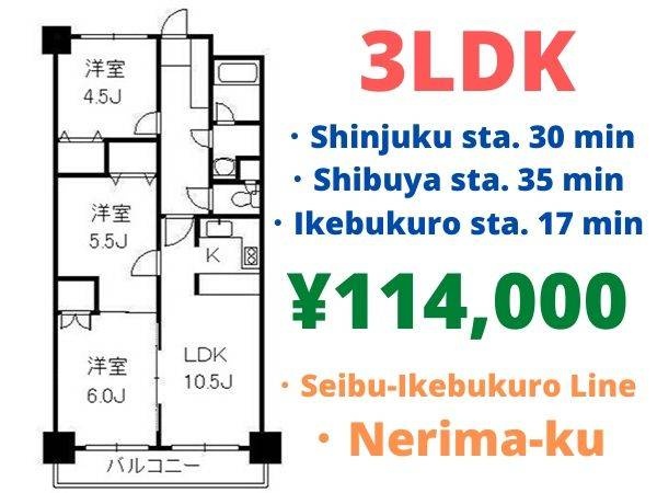 Seibu-Ikebukuro line Hoya station, 3 Bedrooms Bedrooms, 3 Rooms Rooms,1 BathroomBathrooms,Apartment,Tokyo,Hoya station,1056